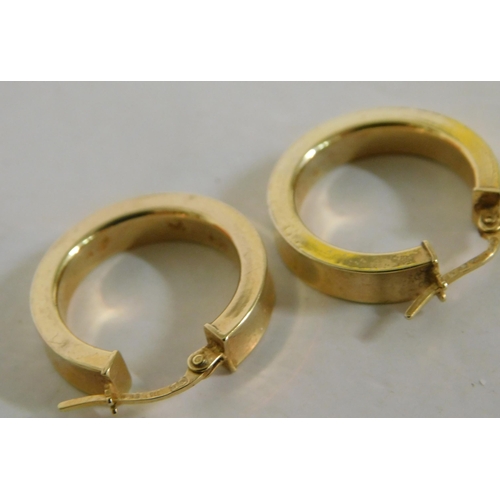 506 - Pair of thick 9ct gold hoop earrings