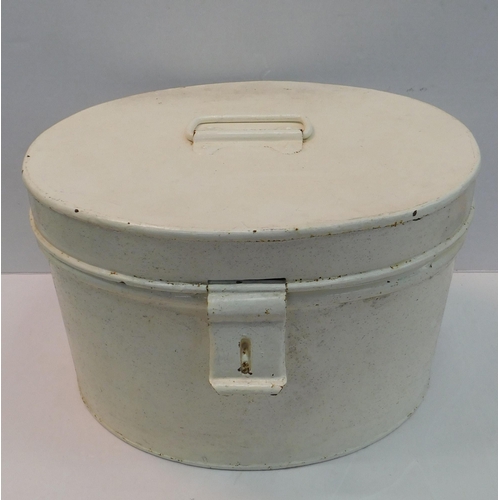 343 - Vintage metal hat box - painted