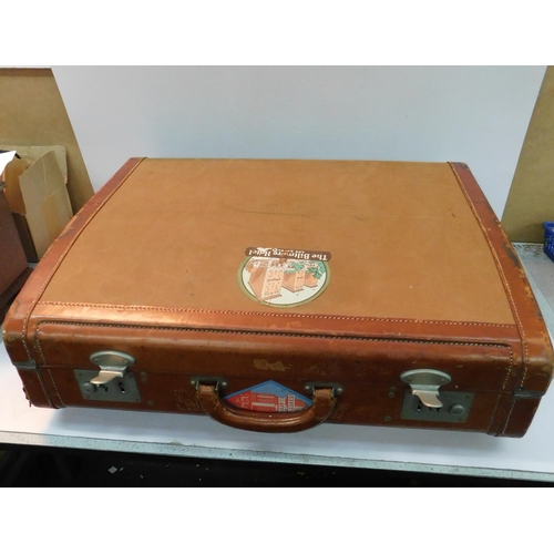 324 - Vintage suitcase with vintage/antique children's ware