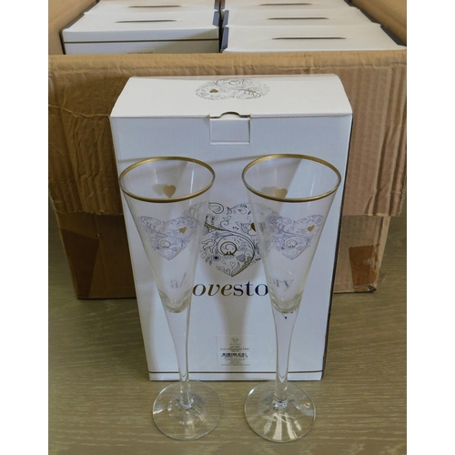 122 - Six pairs of 'A Love Story' champagne glasses