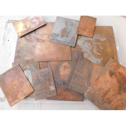 162 - Tray of 12 Daguerreotype copper plates - photographic images, various sizes and subjects