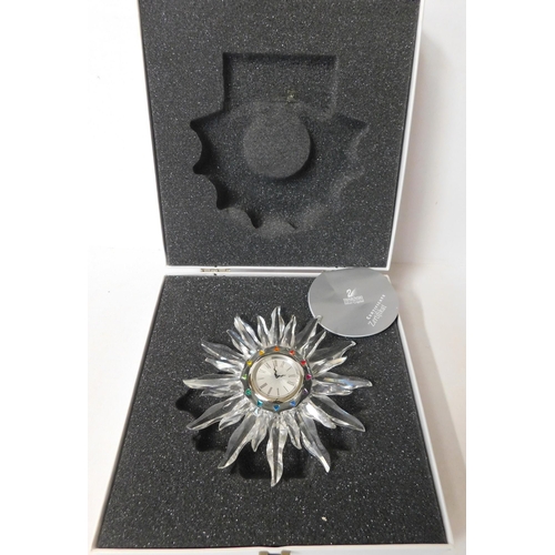 231 - Miniature Swarovski clock - boxed with paperwork - no damage