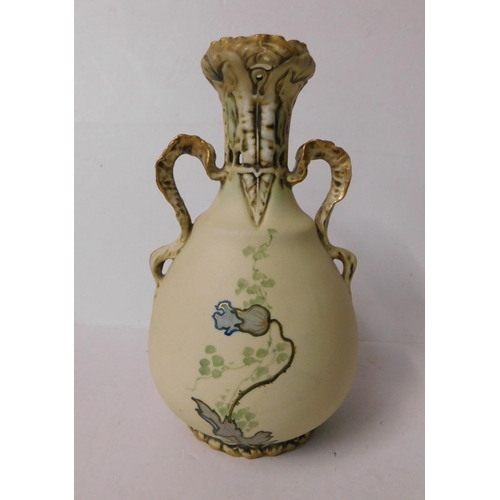 239 - Ernst Wahliss Amphora Austima art nouveau poppy design vase - no damage