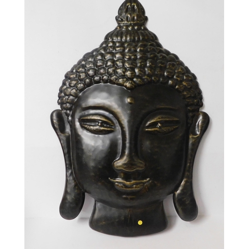 260 - Large wall hanging buddha head plaque - approx. 24