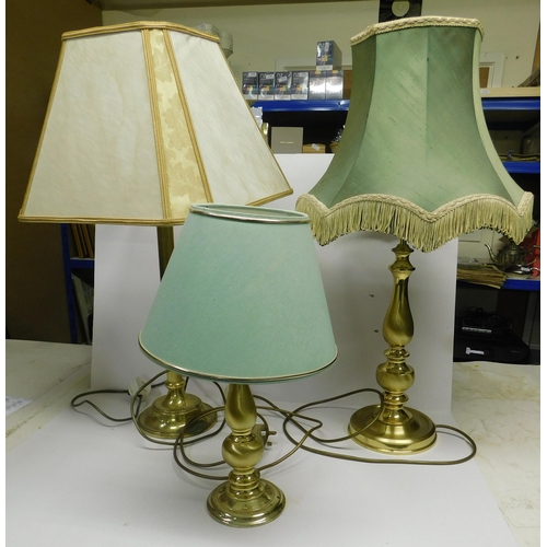 35 - Three brass table lamps