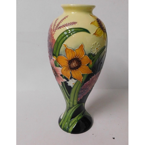 457 - Old Tuptonware tube lined 'In the Summer Bouquet' design vase - boxed, approx. 30cm