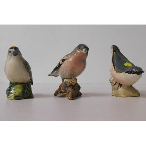 458 - Three Beswick birds; Chaffinch, Goldcrest and Nuthatch