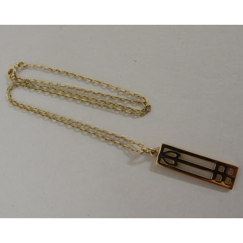 499 - 9ct Gold ingot on chain - Renee Macintosh style...