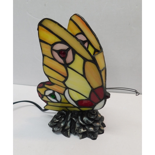 502 - Tiffany style leaded glass butterfly lamp - no damage...