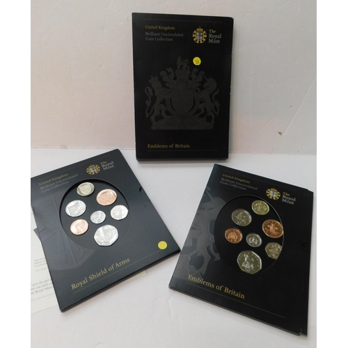 515 - UK uncirculated Emblems of Britain 2008 coin set and Royal Shield of Arms 2008...