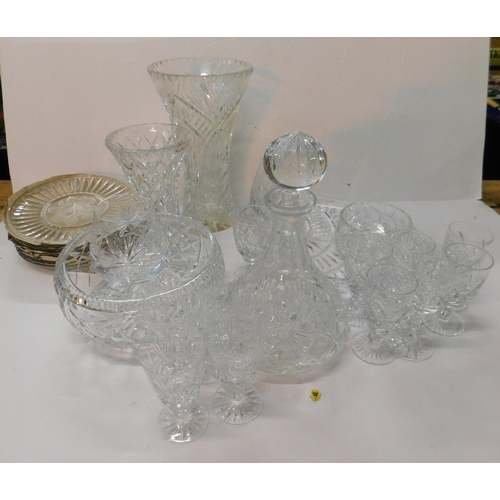 52 - Box of cut glass - incl. decanter