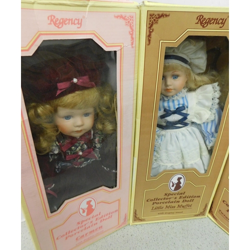 55 - Four boxed Regency Special collectors edition porcelain dolls - incl. Little Miss Muffet...