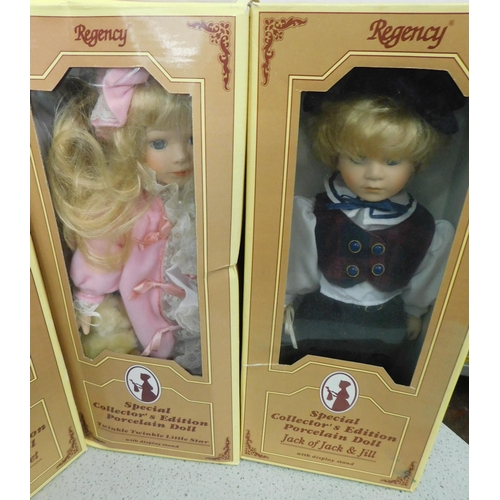 55 - Four boxed Regency Special collectors edition porcelain dolls - incl. Little Miss Muffet...