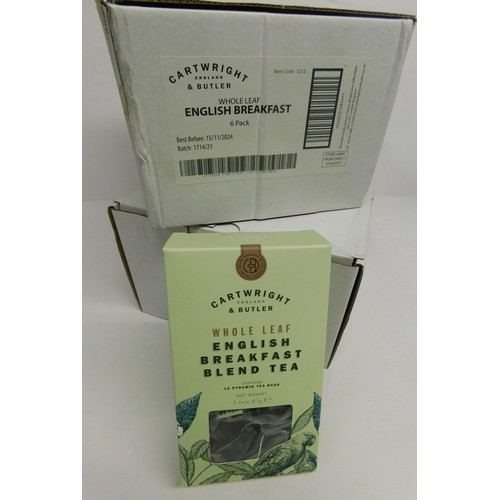 63 - 2x Six packs of Cartwright and Butler whole leaf English Breakfast tea bags BB 11/24...