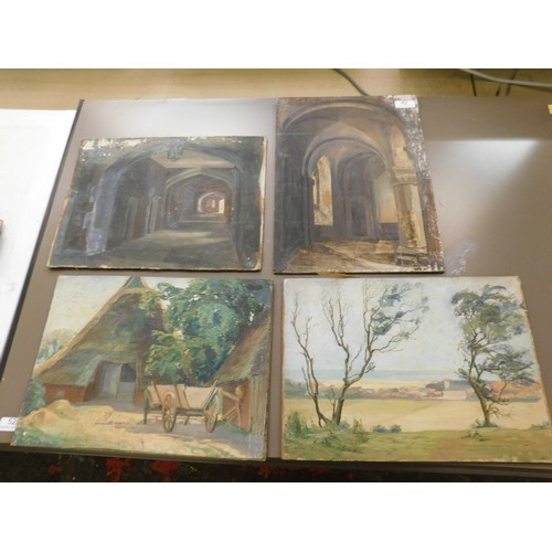 42 - Collection of oil on board artworks - some signed