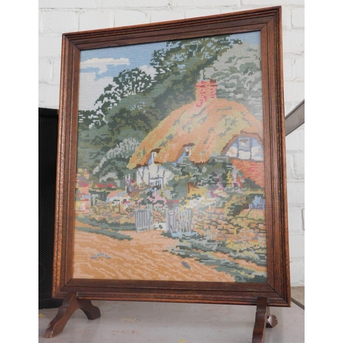 62 - Oak framed tapestry fireguard