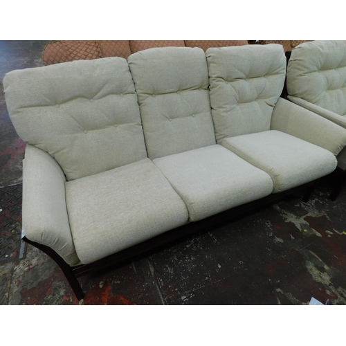 252 - Button backed three seater and matching armchair