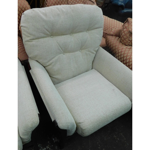 252 - Button backed three seater and matching armchair