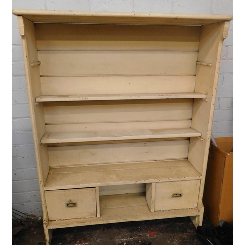 245 - Vintage painted shelving unit with drawers