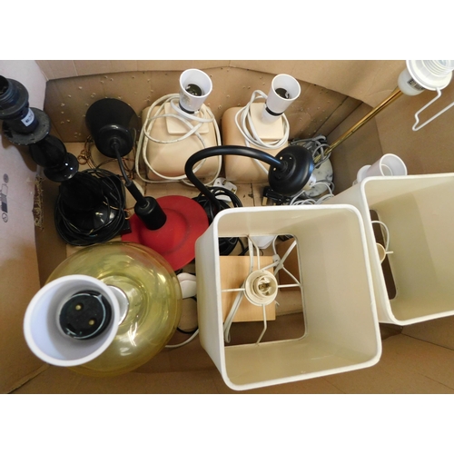 148 - Box of ten lamps - incl. two pairs of bedside lamps