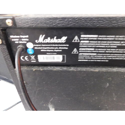 149 - Two practice amps - incl. Marshall microphone on stand and filter - unchecked