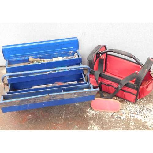 16 - Metal Cantilever toolbox and Rolson tool bag