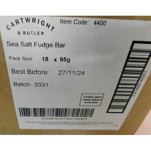 212 - Cartwright & Butler 18 per box Sea Salt fudge bars - BB 11/24