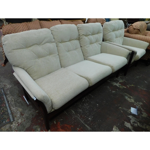 252 - Button backed three seater and matching armchair