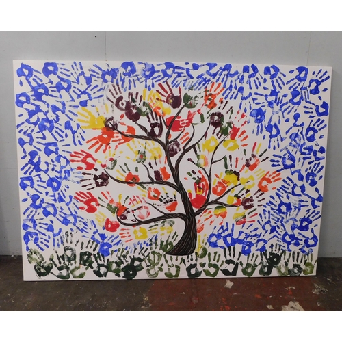 266 - Large hand painted Tree of Life canvas - approx. 75