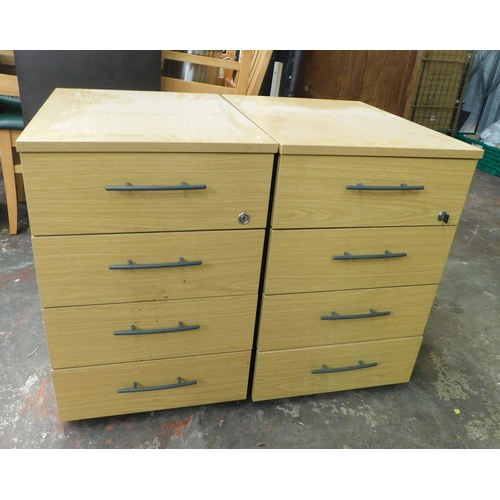 281 - 2x Four drawer wood filing cabinets