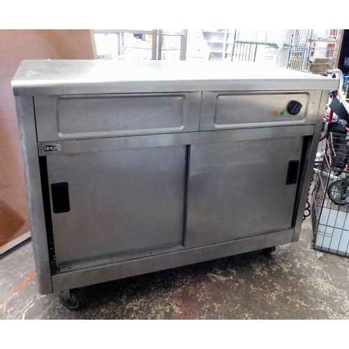 45 - Lincat catering heated trolley - unchecked, with contents, trays etc.