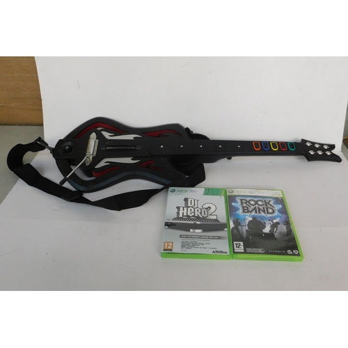 71 - Xbox guitar with Rock Band and DJ Hero 2 games - unchecked