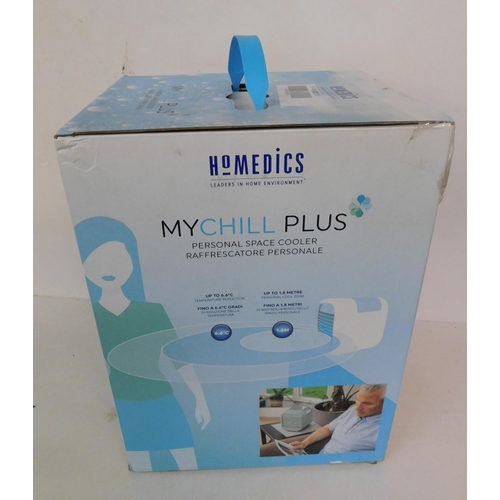 32 - Homedics boxed 'My Chill Plus' personal cooler W/O