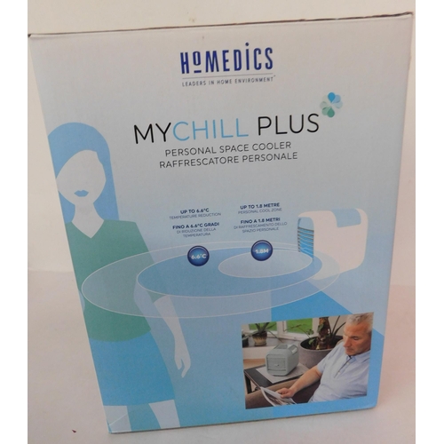 125 - Homedics boxed 'My Chill Plus' personal cooler W/O