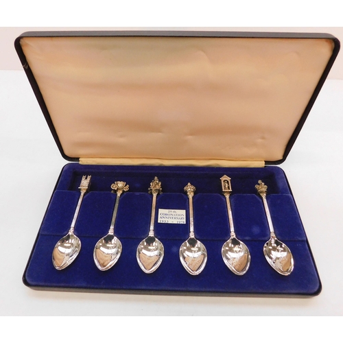 455 - Silver plate set of Coronation spoons