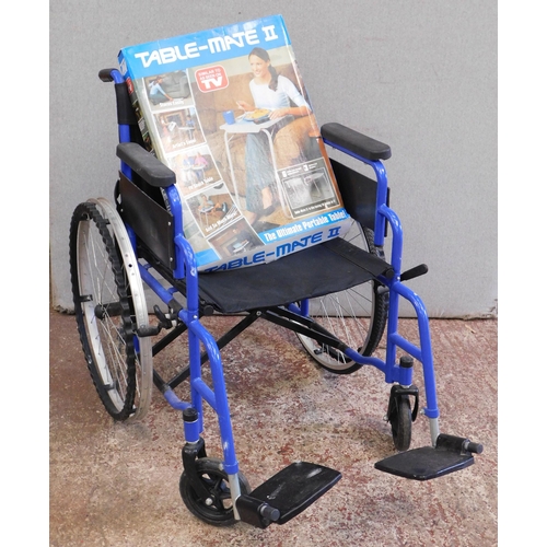 200 - Wheelchair (req tyre) and boxed Table Mate