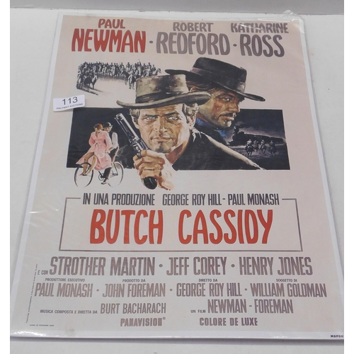 113 - Butch Cassidy advertising poster mounted on card - approx. 12