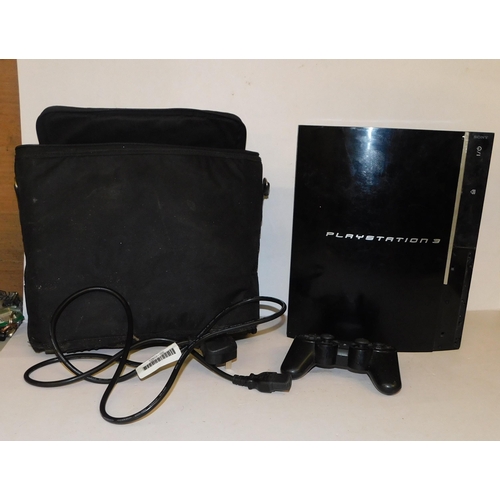 160 - PlayStation 3 console & controller - with case, unchecked