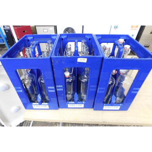 228 - 18x Large bottles with stoppers and 3x  crates