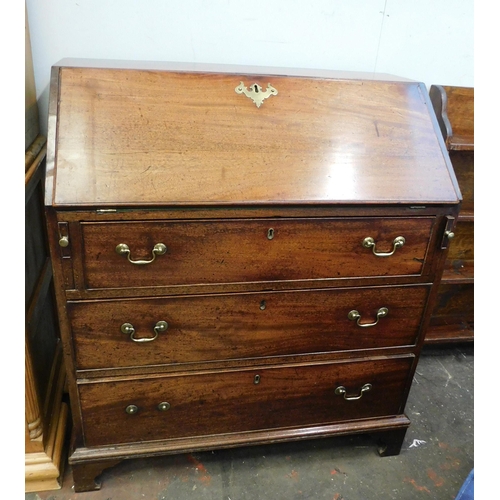 242 - Vintage mahogany three drawer writing bureau