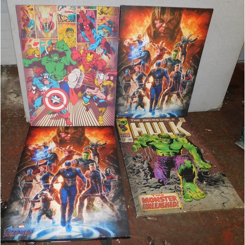 250 - Four Marvel canvases - incl. Hulk