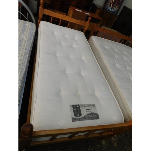 274 - Single pine bed frame and mattress