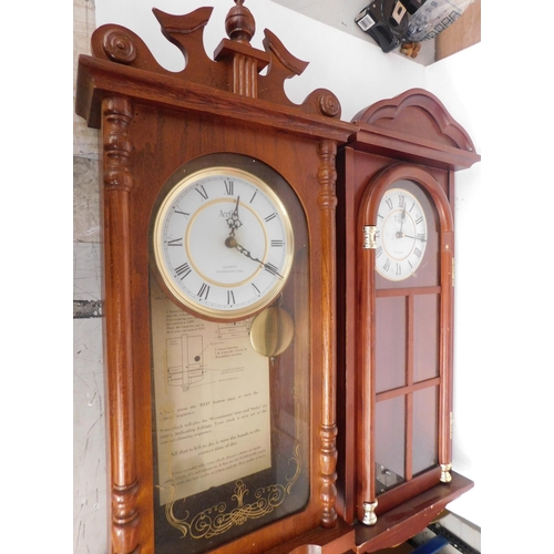 280 - Two cased wall hanging clocks - unchecked