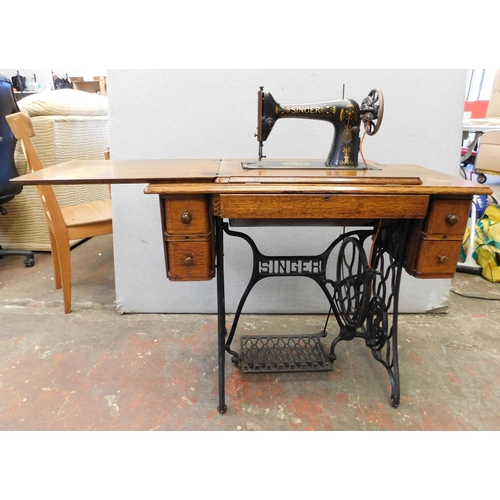 283 - Vintage Singer sewing machine on treadle stand