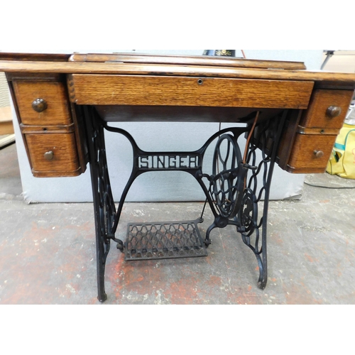 283 - Vintage Singer sewing machine on treadle stand