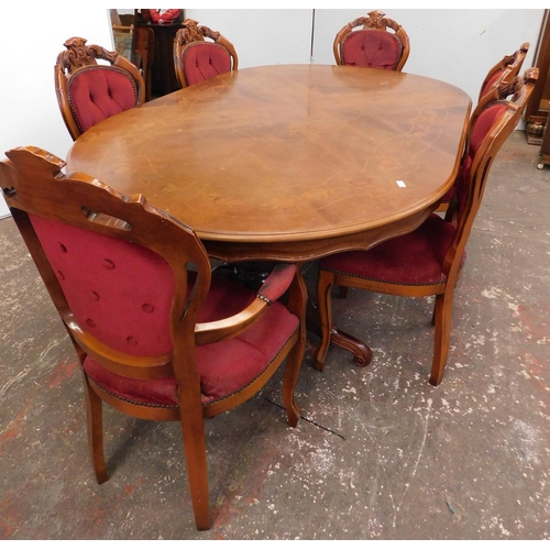 300 - Oval inlaid table and six chairs