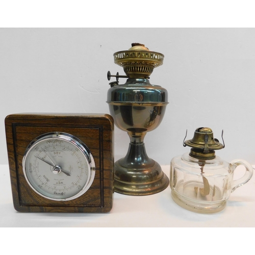 346 - Two vintage burners and barometer