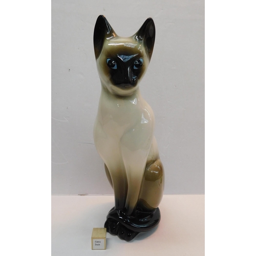 347 - Large ceramic Siamese cat - approx. 15