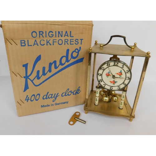 348 - Original Blackforest Kundo 400 day clock with original box and key - no glass