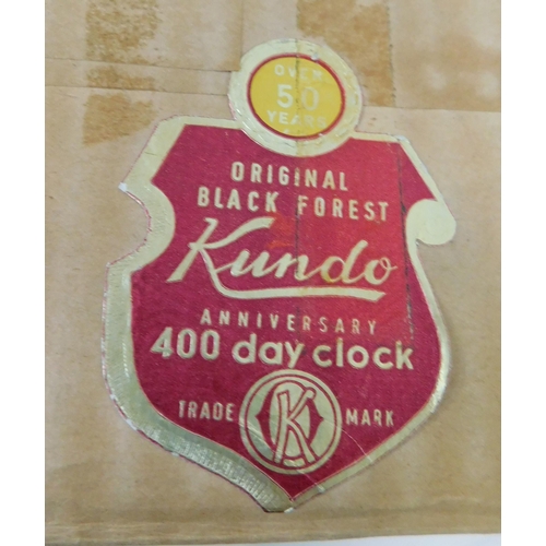 348 - Original Blackforest Kundo 400 day clock with original box and key - no glass